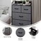 Emma and Oliver Hermes Nightstand with 4 Fabric Drawers, Charging Station with 2 USB Ports/Power Outlet, Engineered Wood Top, Wood Handles, Metal Frame